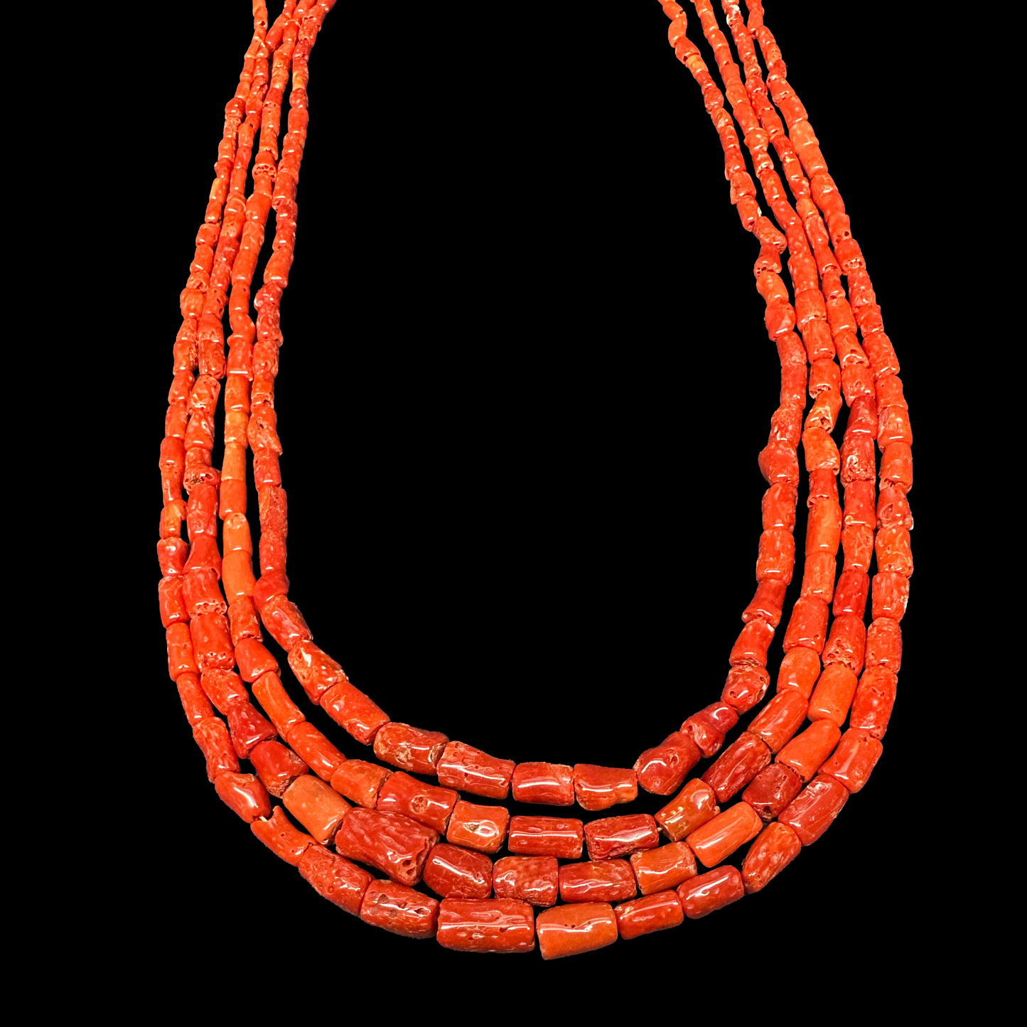 Four Strand Coral Tube Necklace