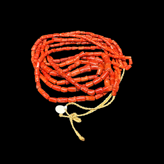 Four Strand Coral Tube Necklace