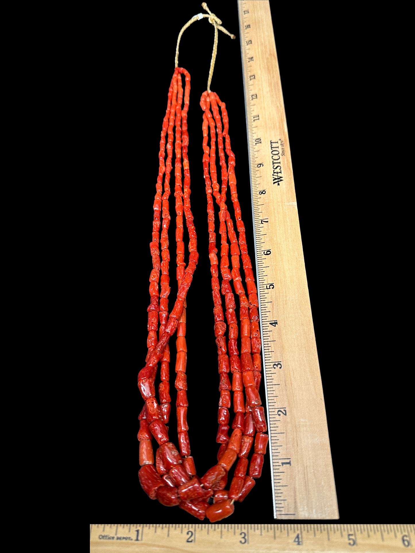 Four Strand Coral Tube Necklace