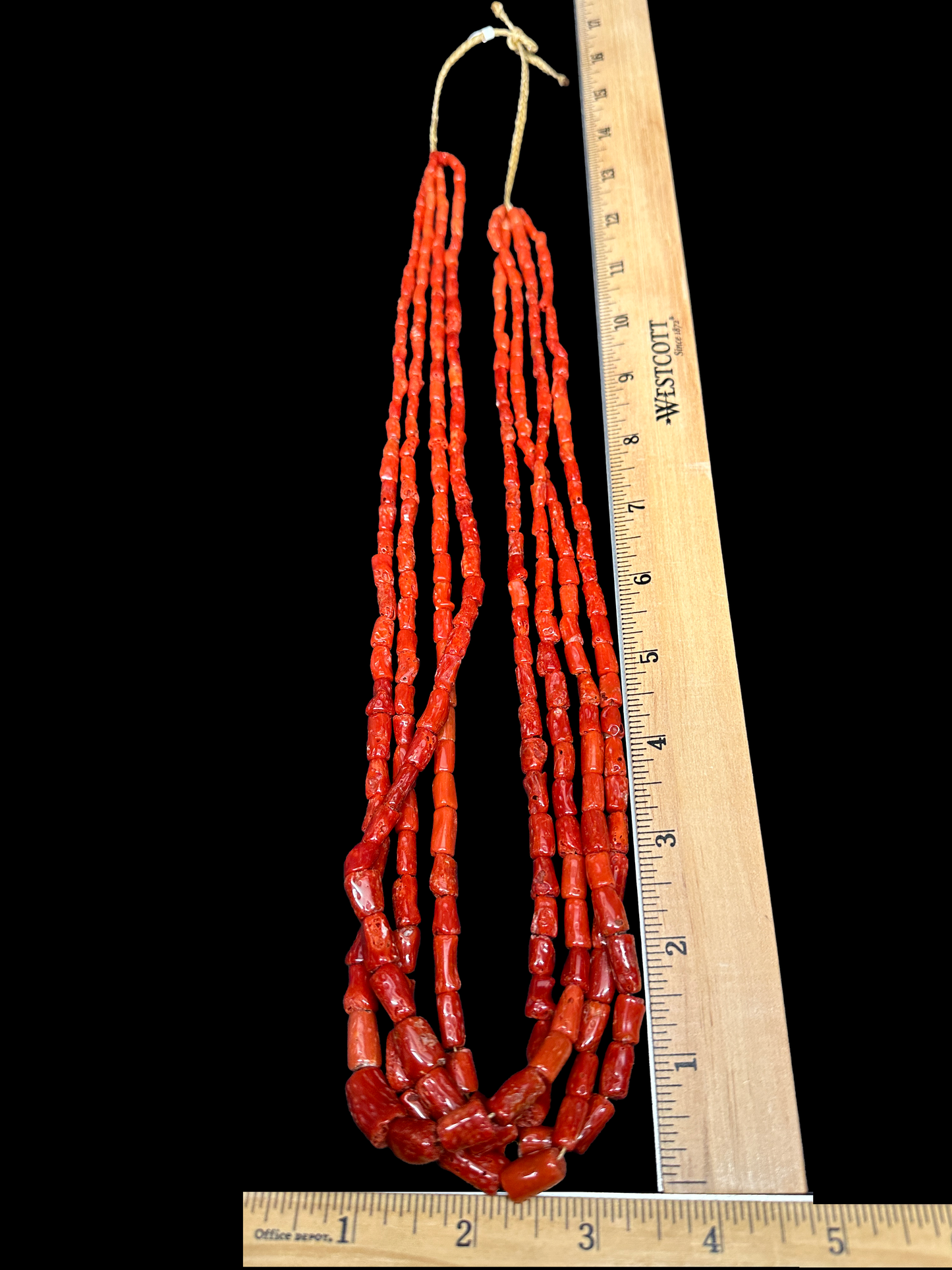 Four Strand Coral Tube Necklace