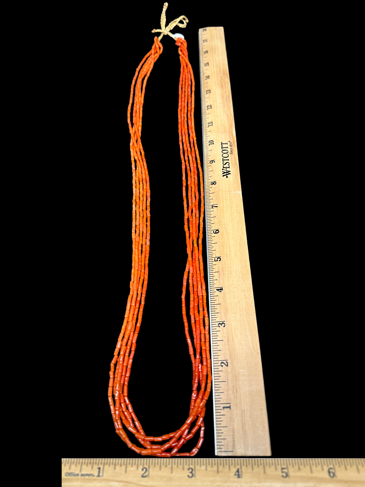 Five Strand Coral Tube Necklace