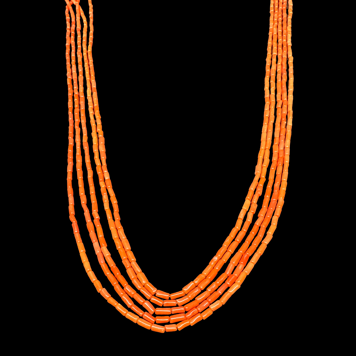 Five Strand Coral Tube Necklace