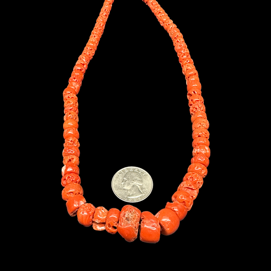 Single Strand Coral Rondelle Necklace