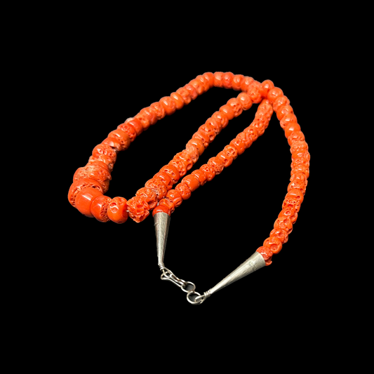 Single Strand Coral Rondelle Necklace