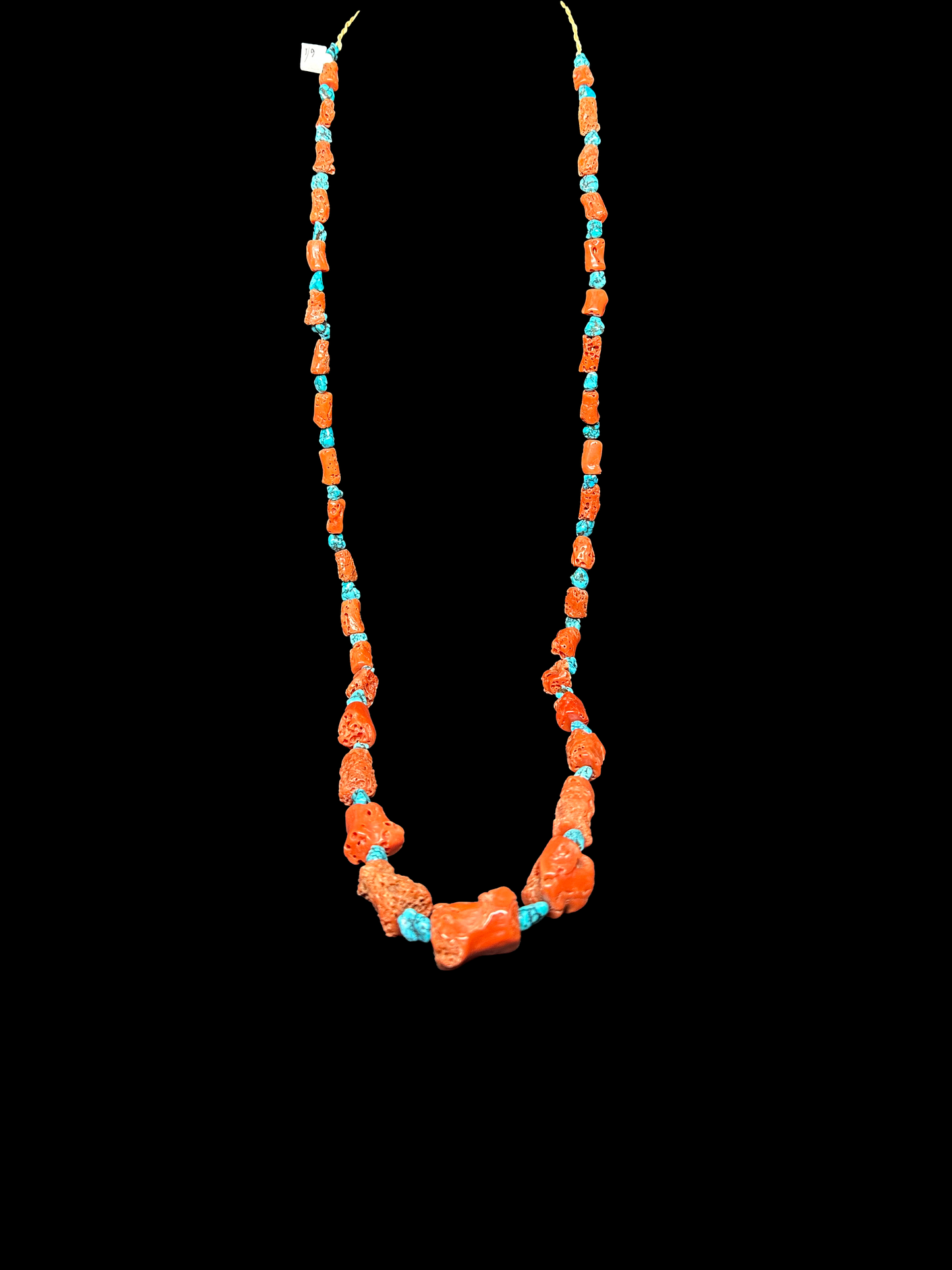Mediterranean Coral Necklace with Turquoise Nugget Spacers