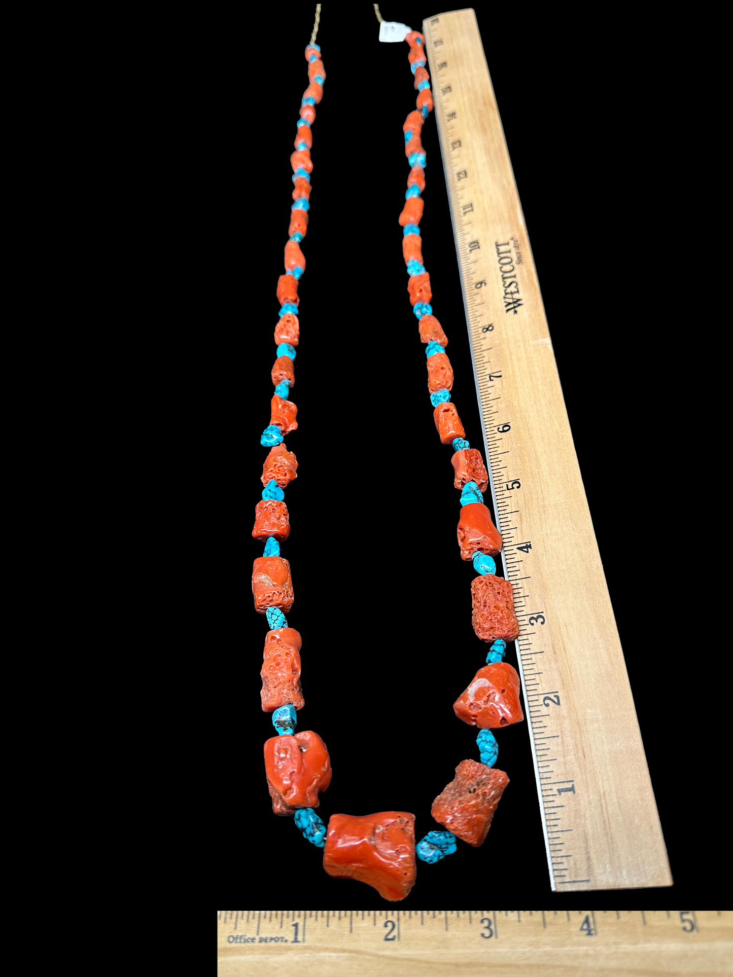 Mediterranean Coral Necklace with Turquoise Nugget Spacers