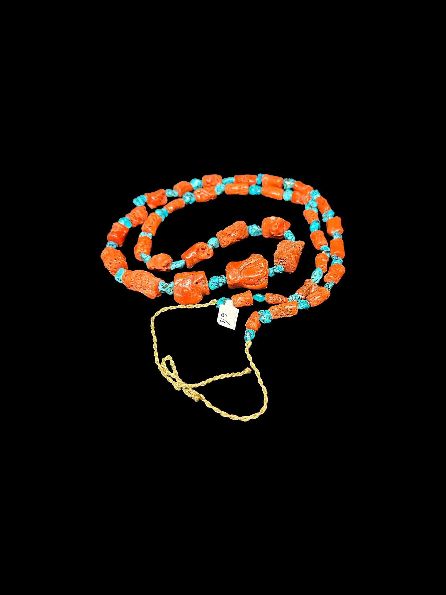 Mediterranean Coral Necklace with Turquoise Nugget Spacers