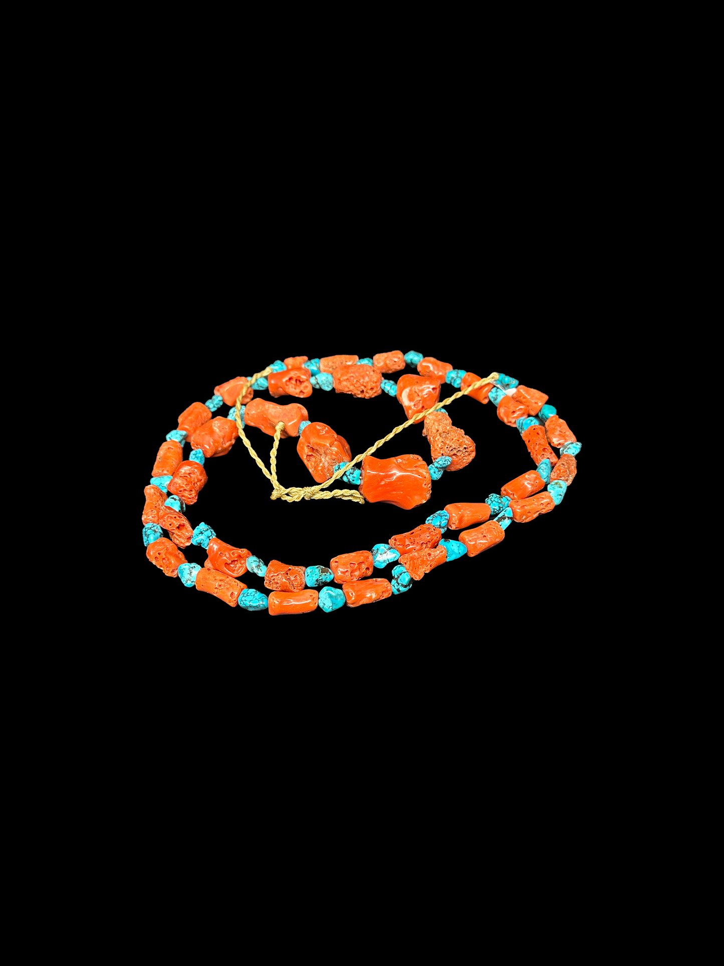 Mediterranean Coral Necklace with Turquoise Nugget Spacers