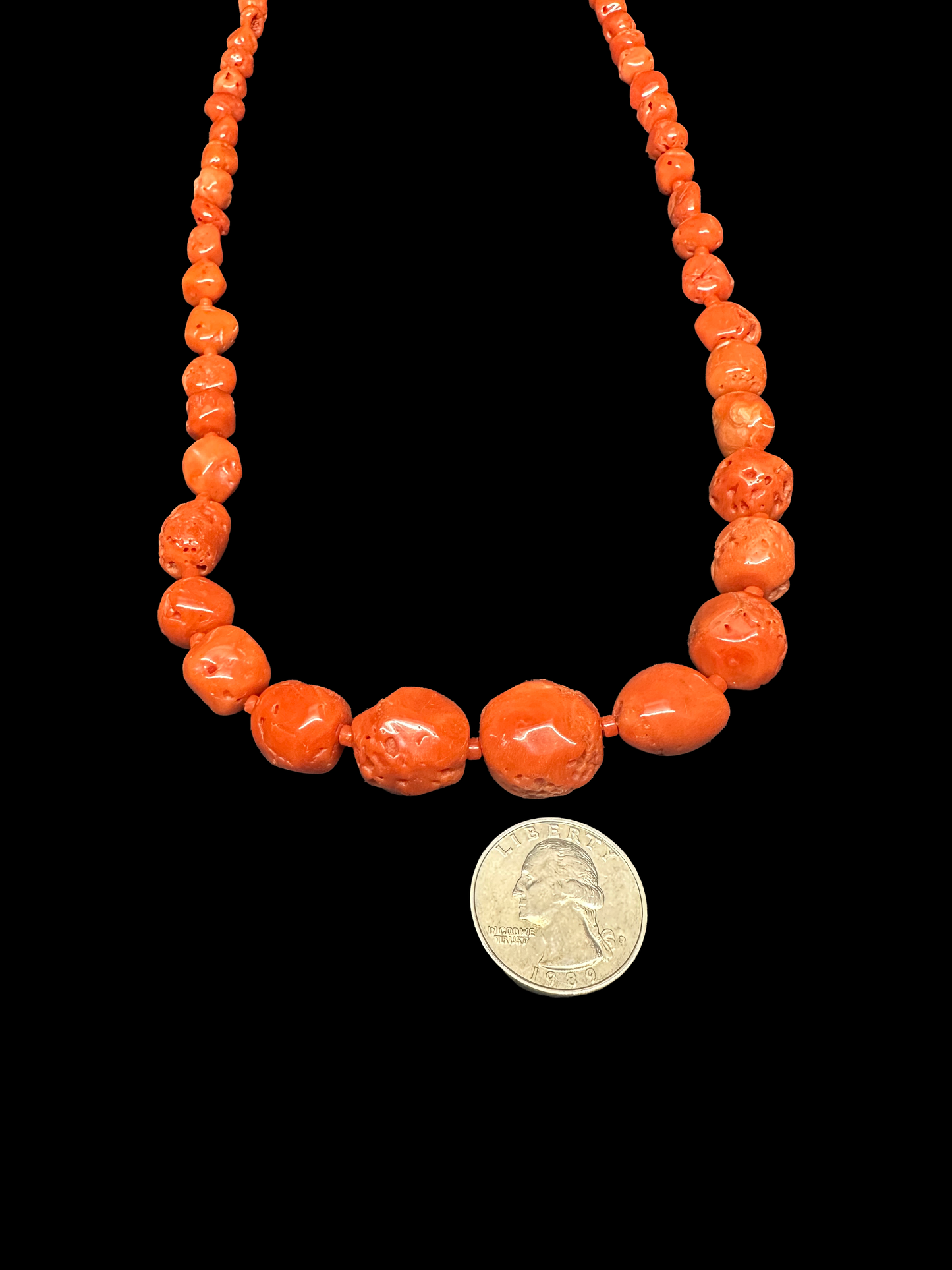 Mediterranean Coral Nugget Necklace with Coral Heishi