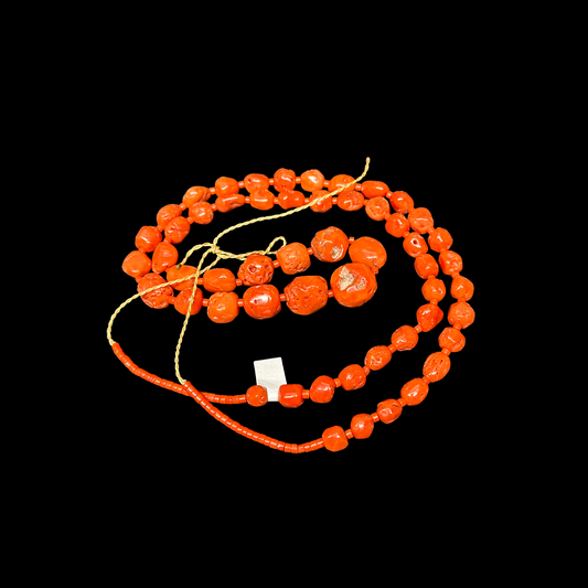 Mediterranean Coral Nugget Necklace with Coral Heishi