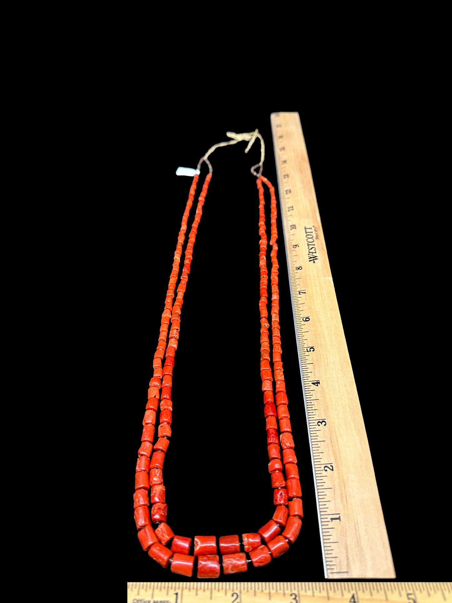 Double Strand Coral Tube Necklace with Shell Heishi