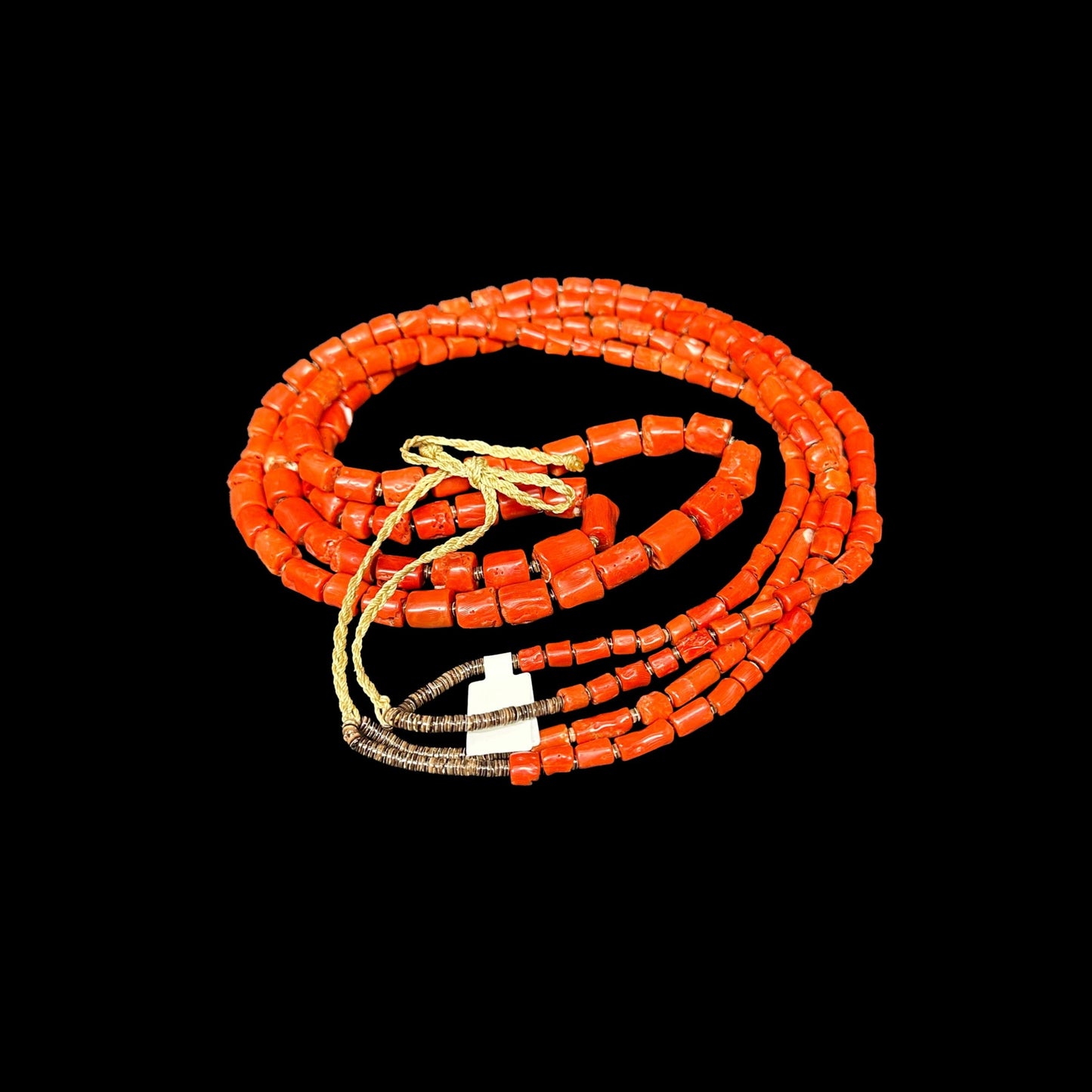 Double Strand Coral Tube Necklace with Shell Heishi