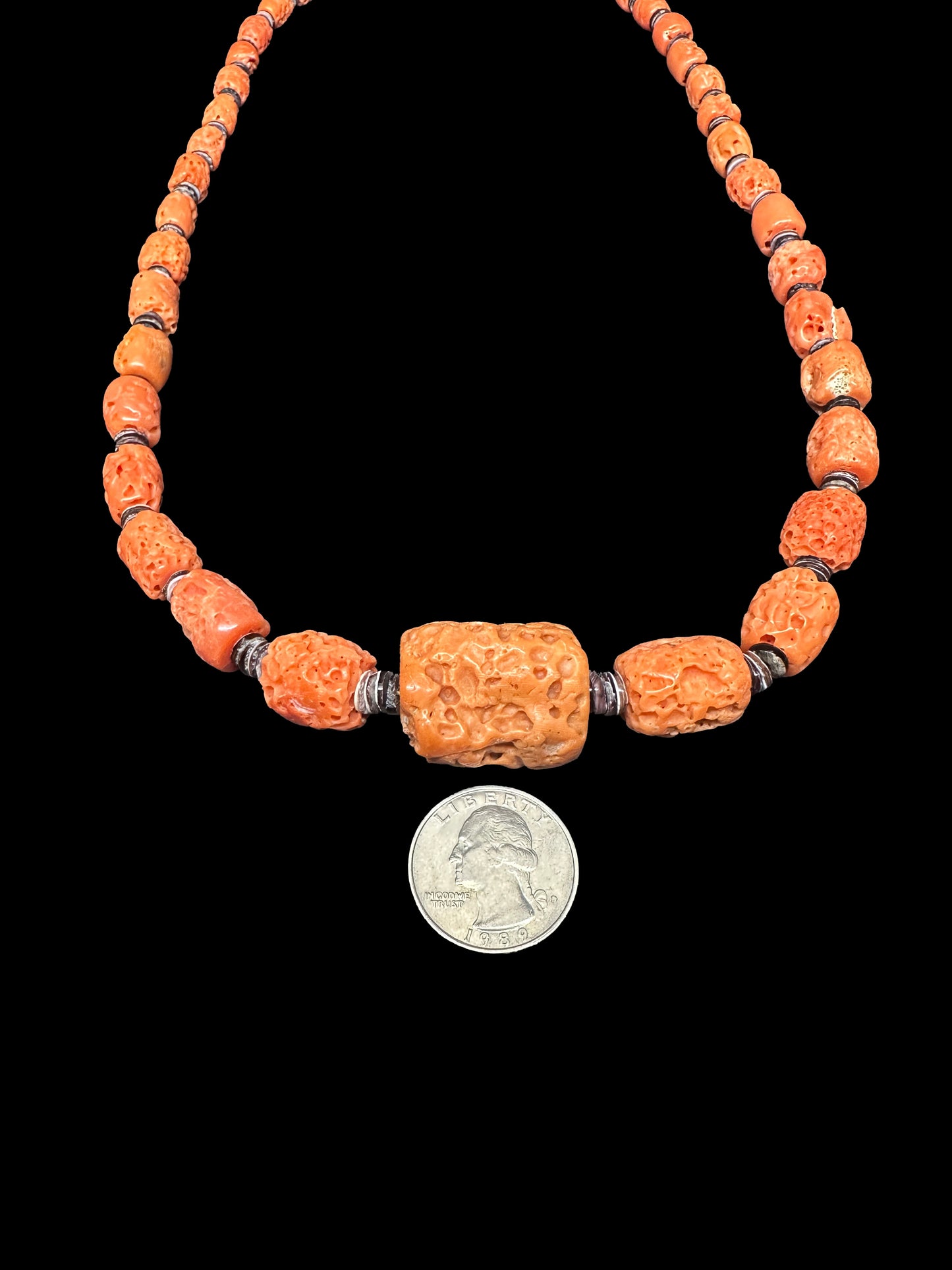 Mediterranean Coral Necklace with Shell Heishi