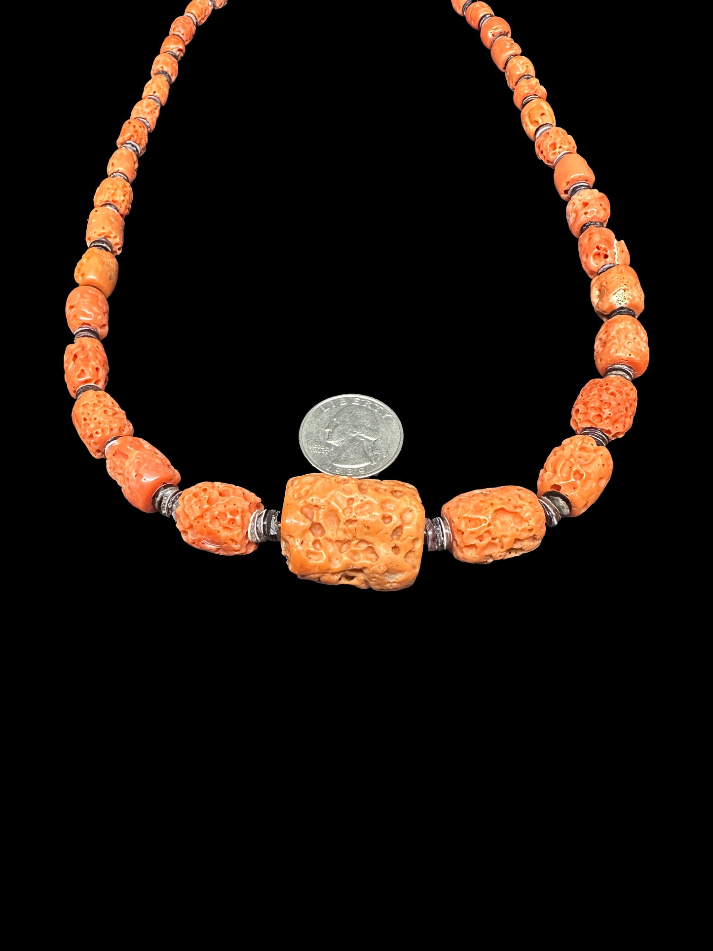 Mediterranean Coral Necklace with Shell Heishi