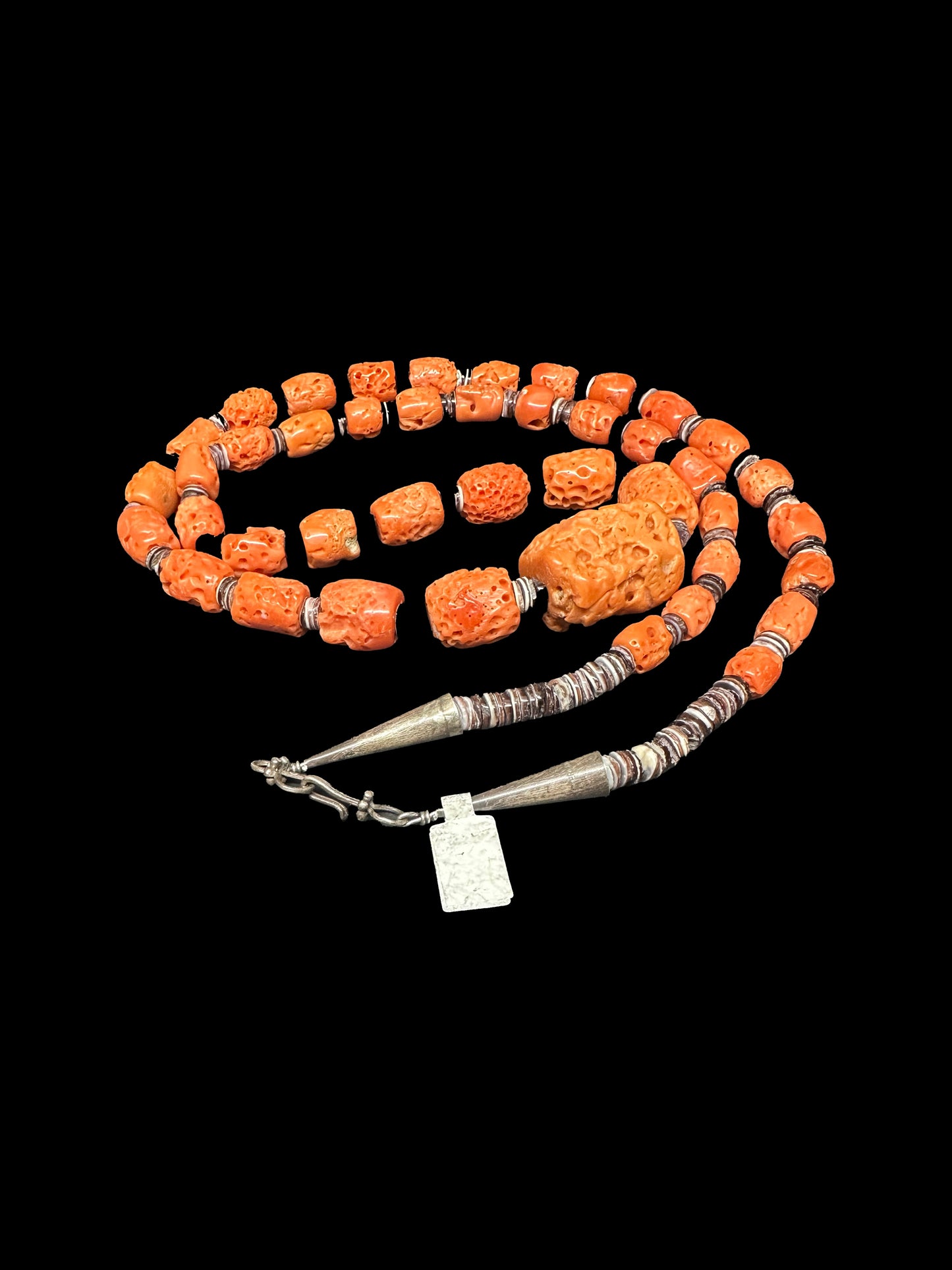 Mediterranean Coral Necklace with Shell Heishi