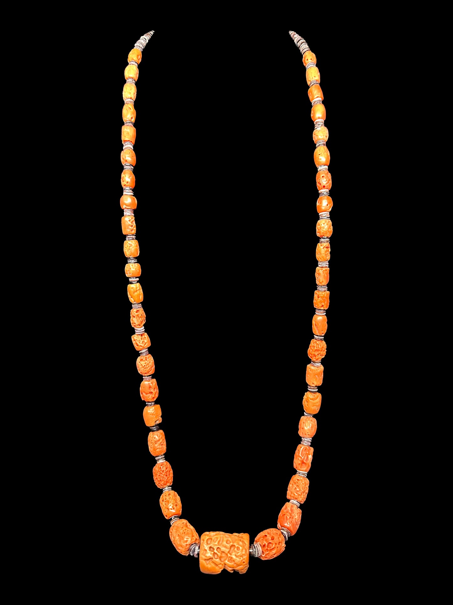 Mediterranean Coral Necklace with Shell Heishi