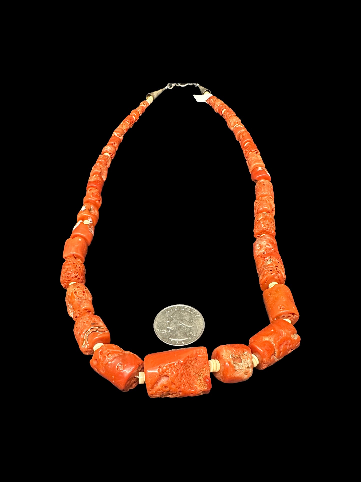 Mediterranean Coral Necklace with Shell Heishi