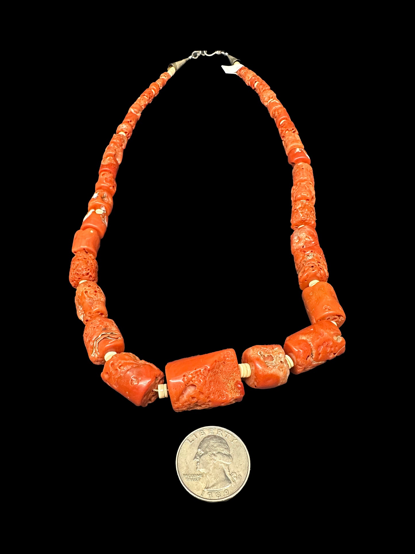 Mediterranean Coral Necklace with Shell Heishi