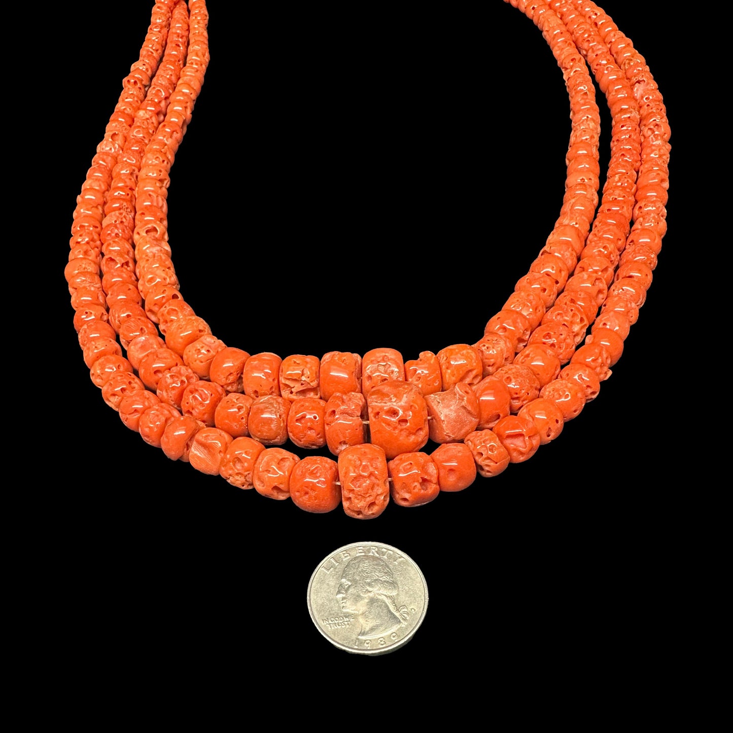 Mediterranean Coral Necklace (Triple Strand)