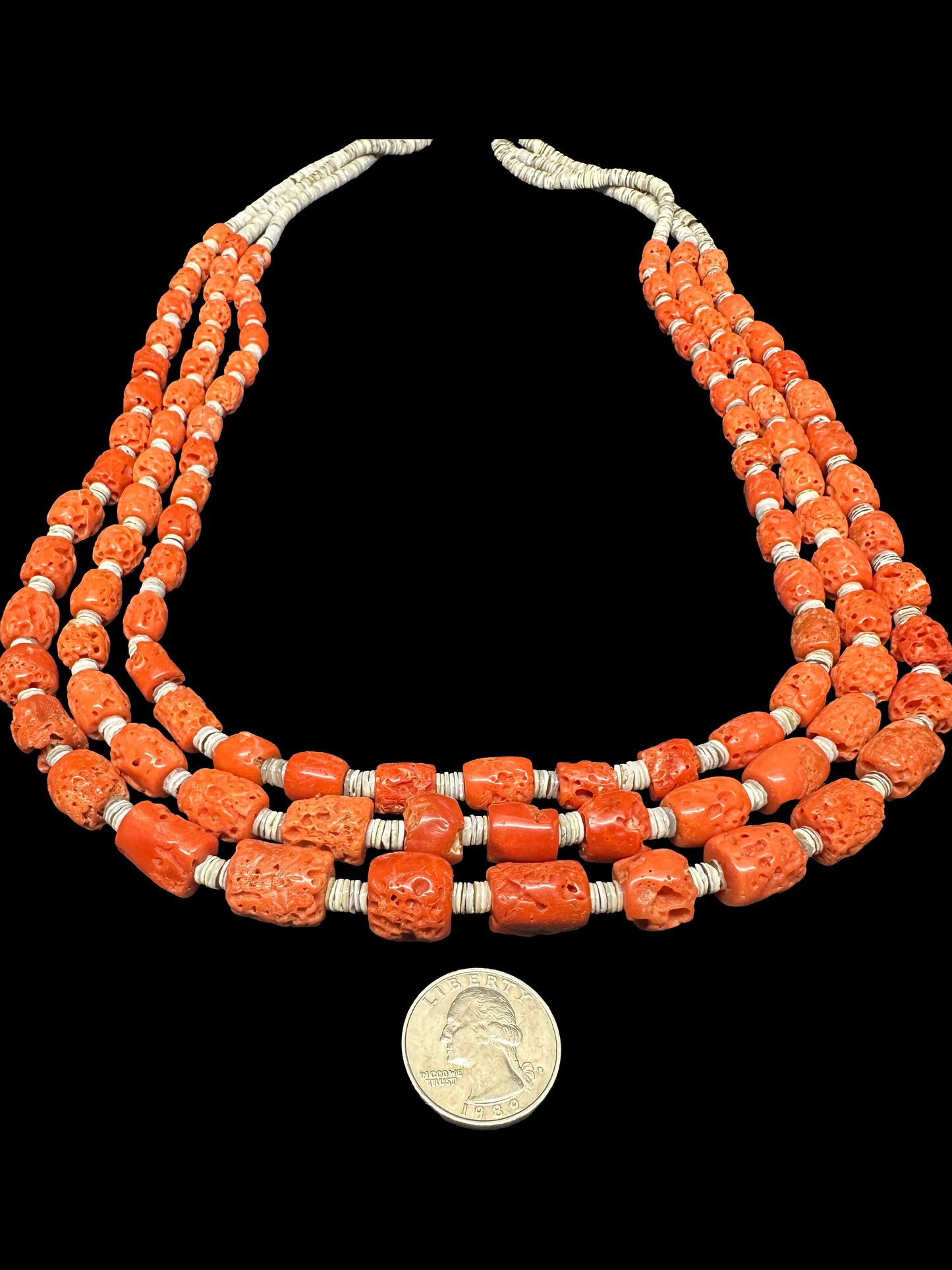 Mediterranean Coral Necklace (Triple Strand)