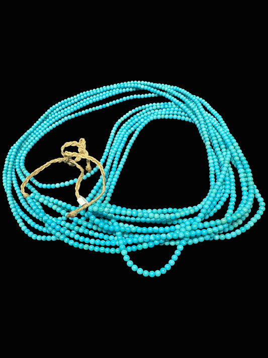 Round Turquoise Bead Necklace (5 Strands)