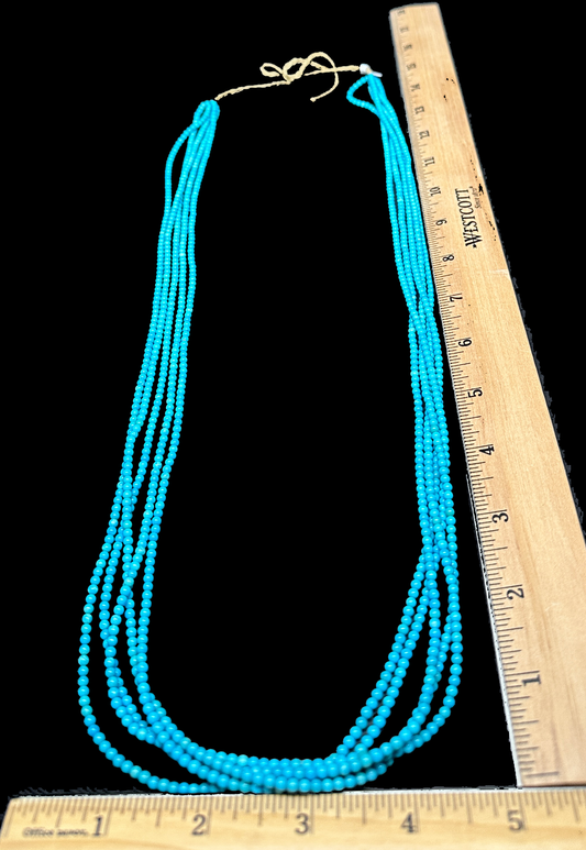Round Turquoise Bead Necklace (5 Strands)